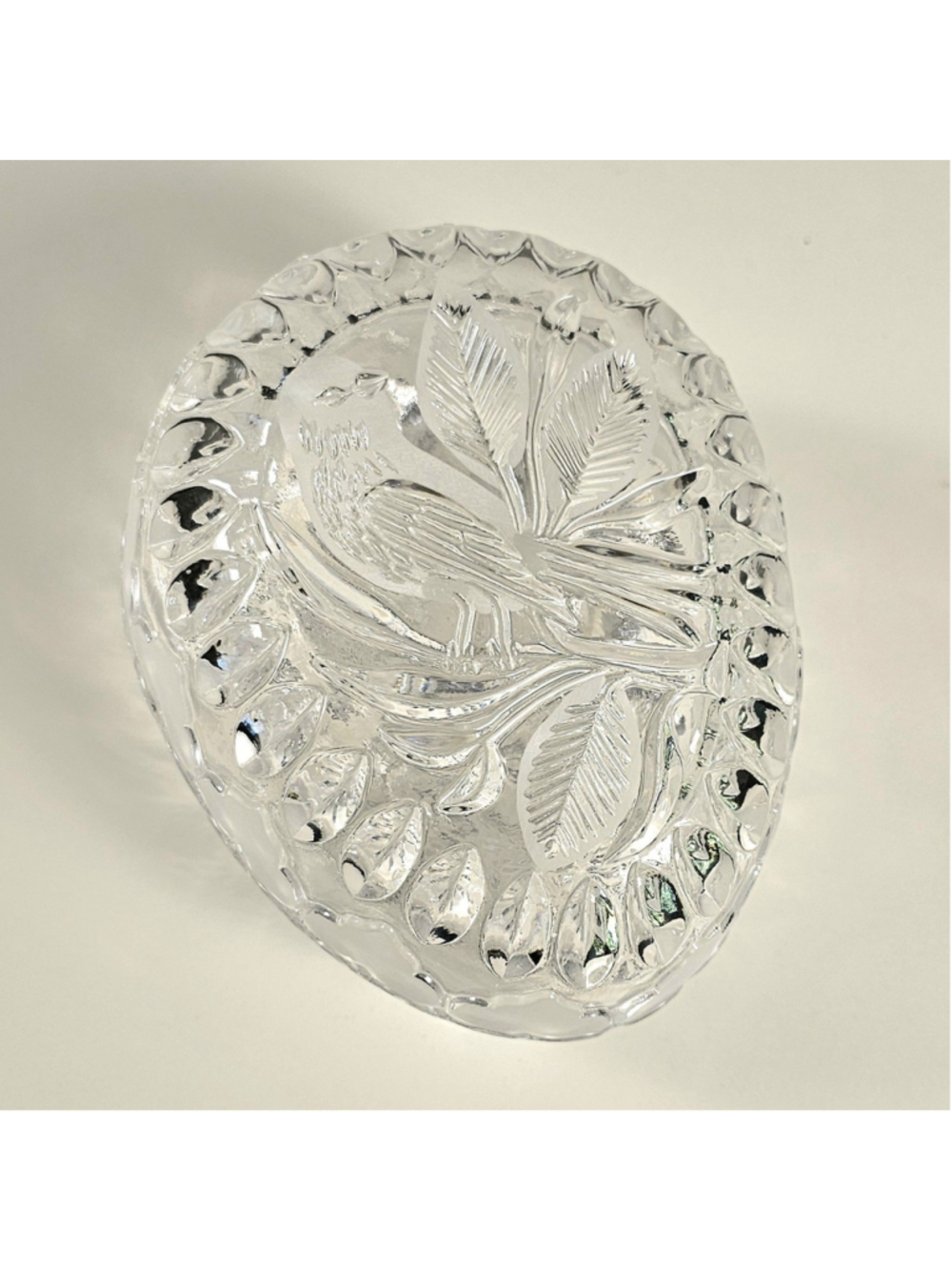 Hofbauer Byrdes Crystal Frosted Hearts Trinket Box 24% Lead West Germany 6"x3"